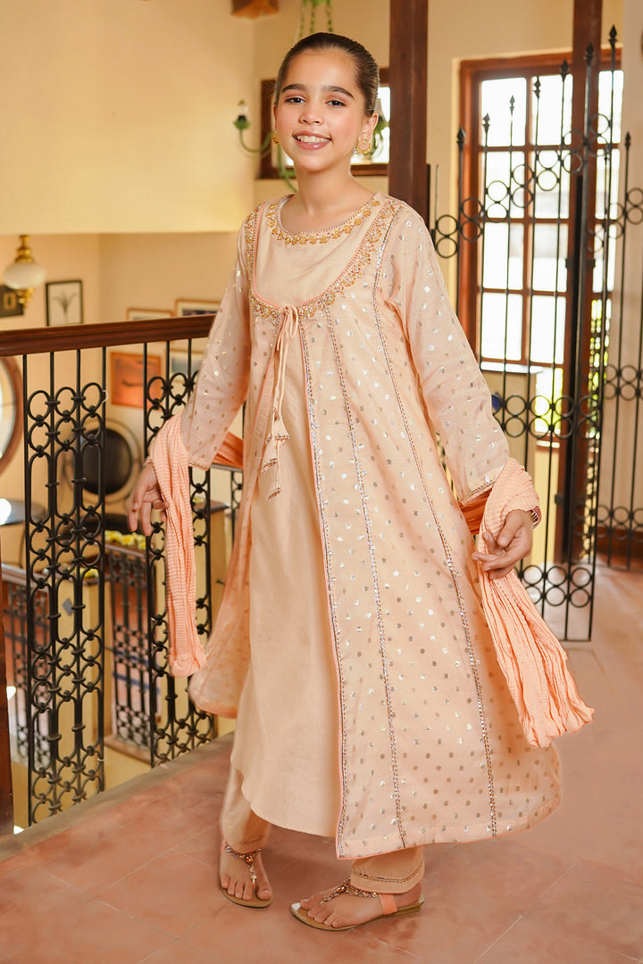 Cotton Silk Hand Adda Work 3 Pc Suit - Wear Ochre