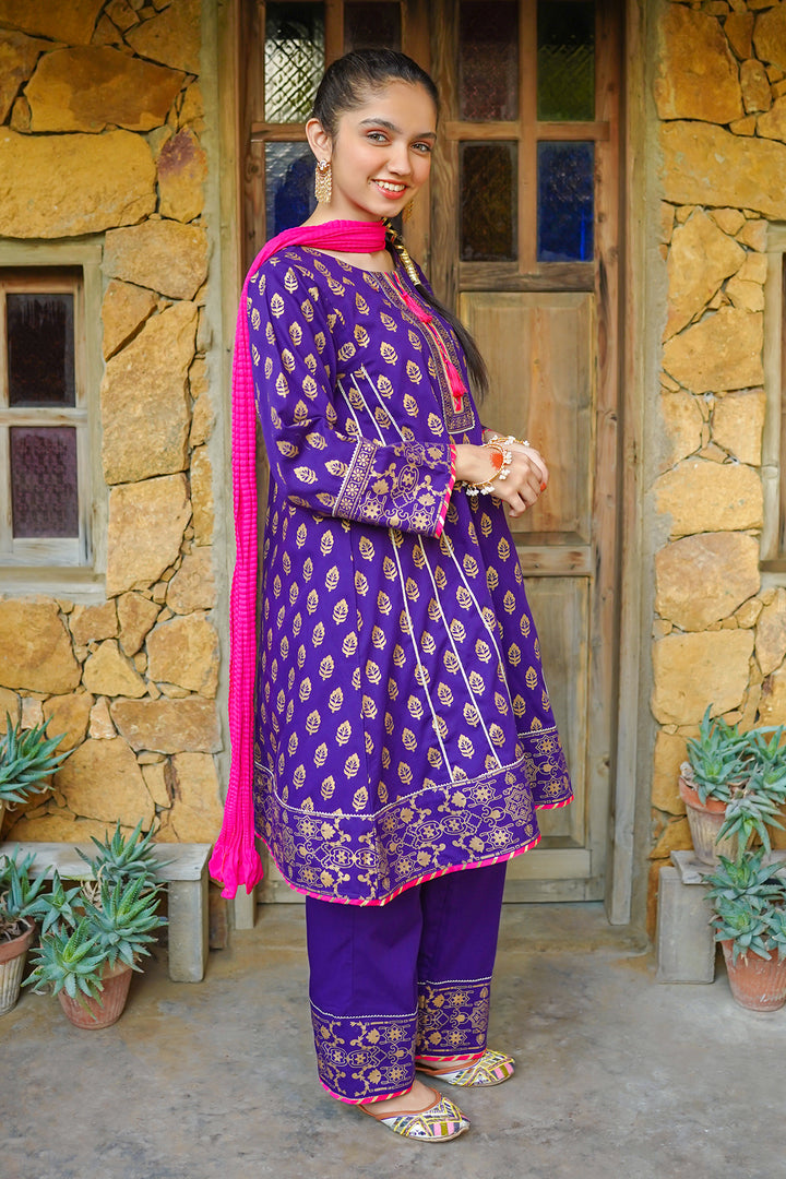 Cotton Printed 3 Pc Suit - Wear Ochre