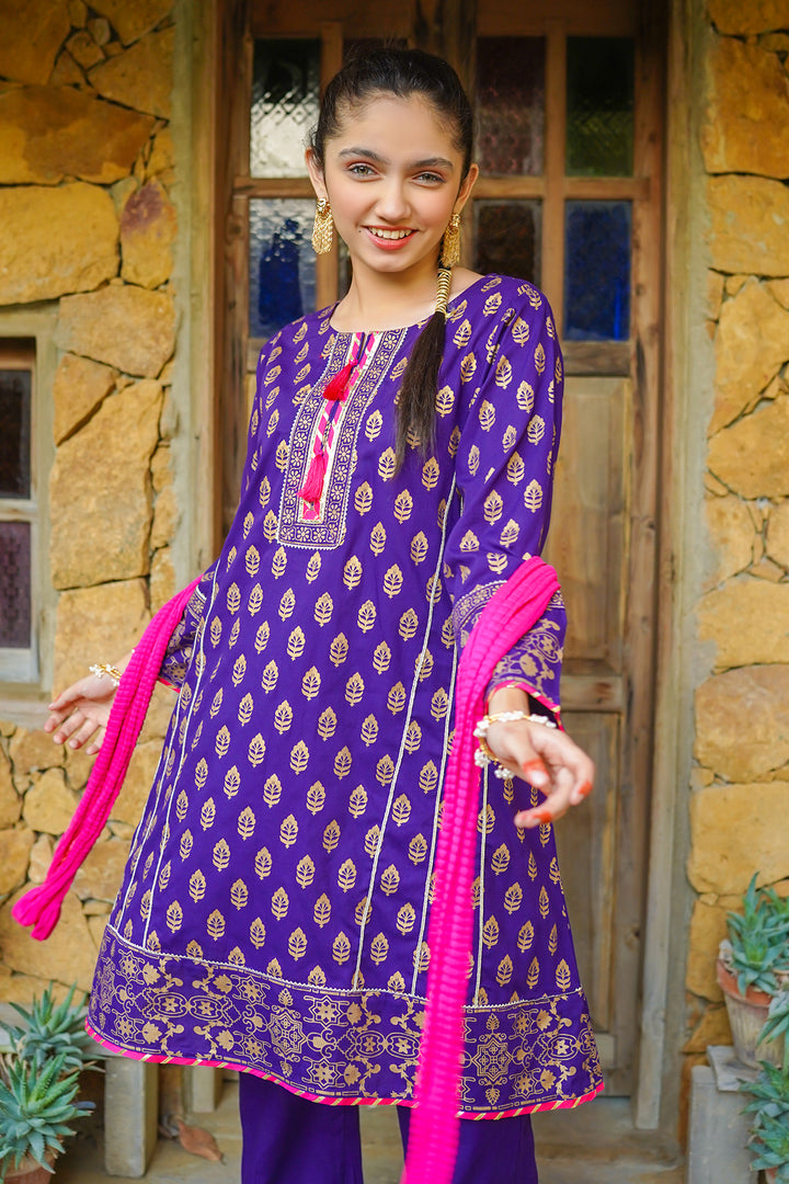 Cotton Printed 3 Pc Suit - Wear Ochre