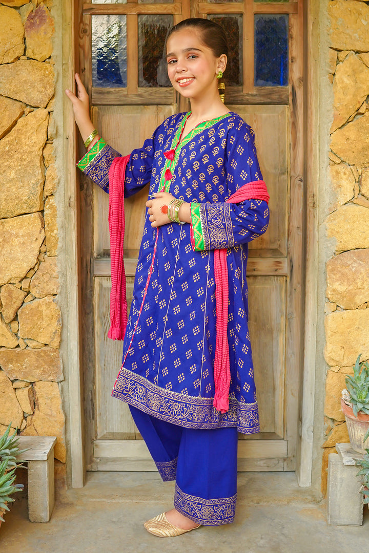 Cotton Printed 3 Pc Suit - Wear Ochre