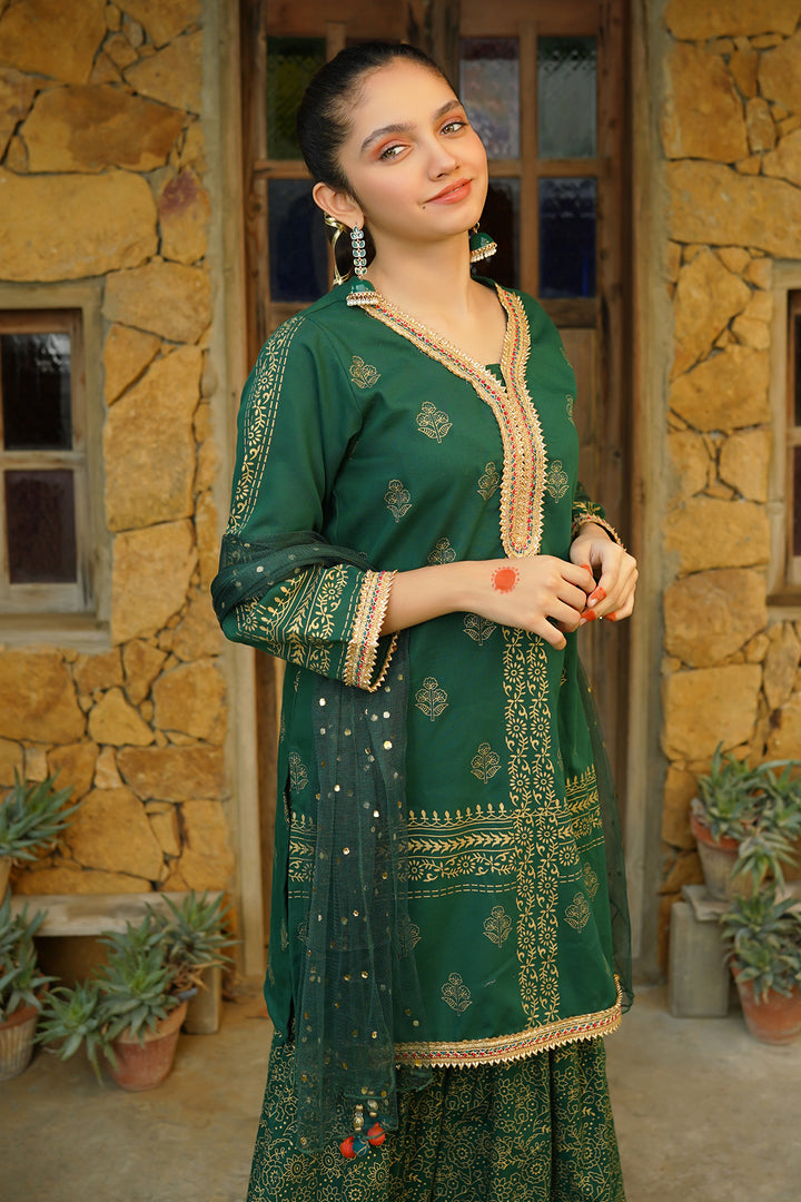 Cotton Printed 3 Pc Suit - Wear Ochre