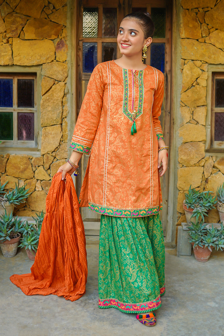 Cotton Printed 3 Pc Suit - Wear Ochre