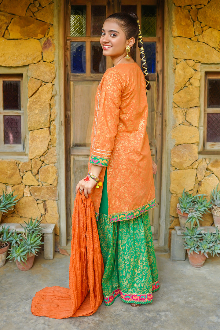 Cotton Printed 3 Pc Suit - Wear Ochre