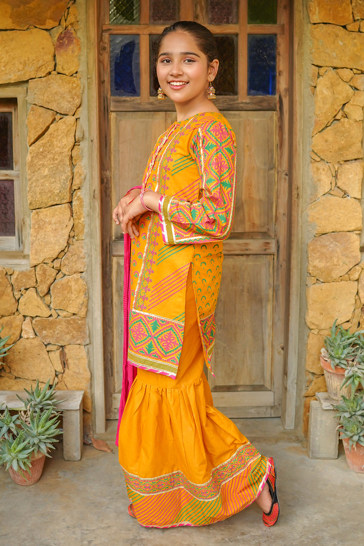 Cotton Printed 3 Pc Suit - Wear Ochre
