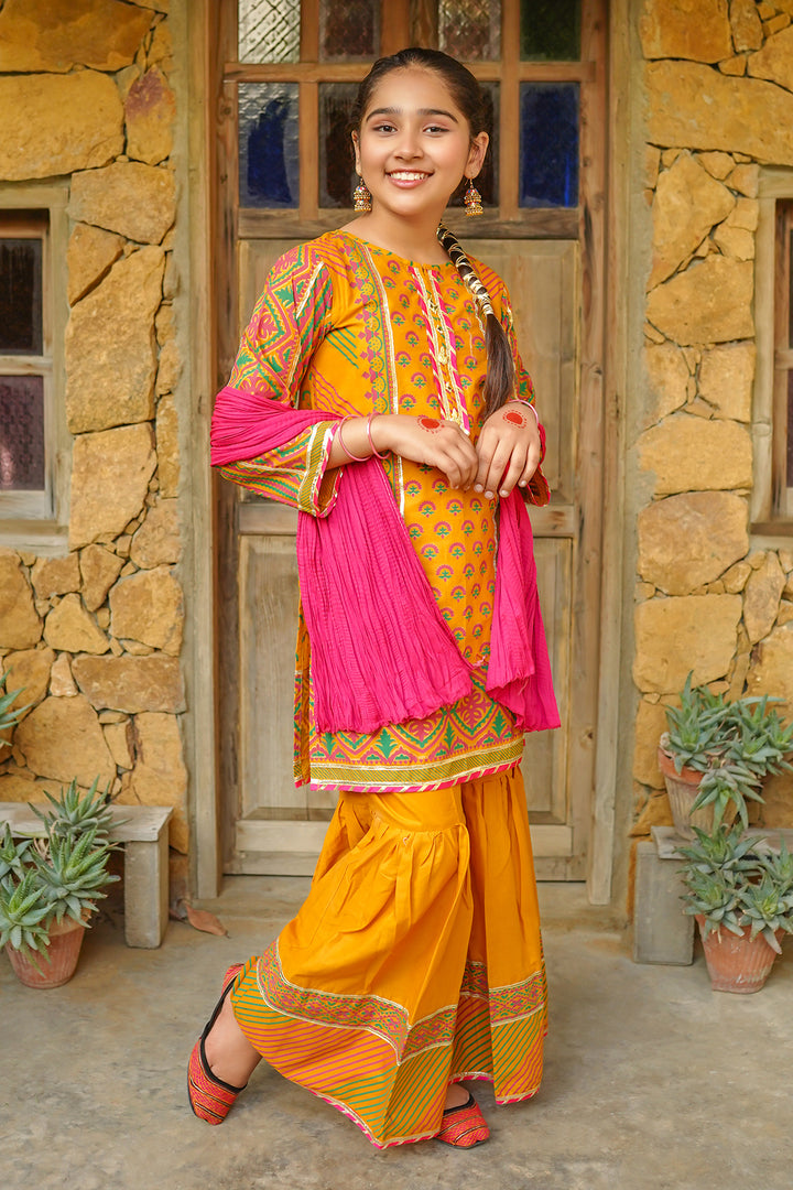 Cotton Printed 3 Pc Suit - Wear Ochre