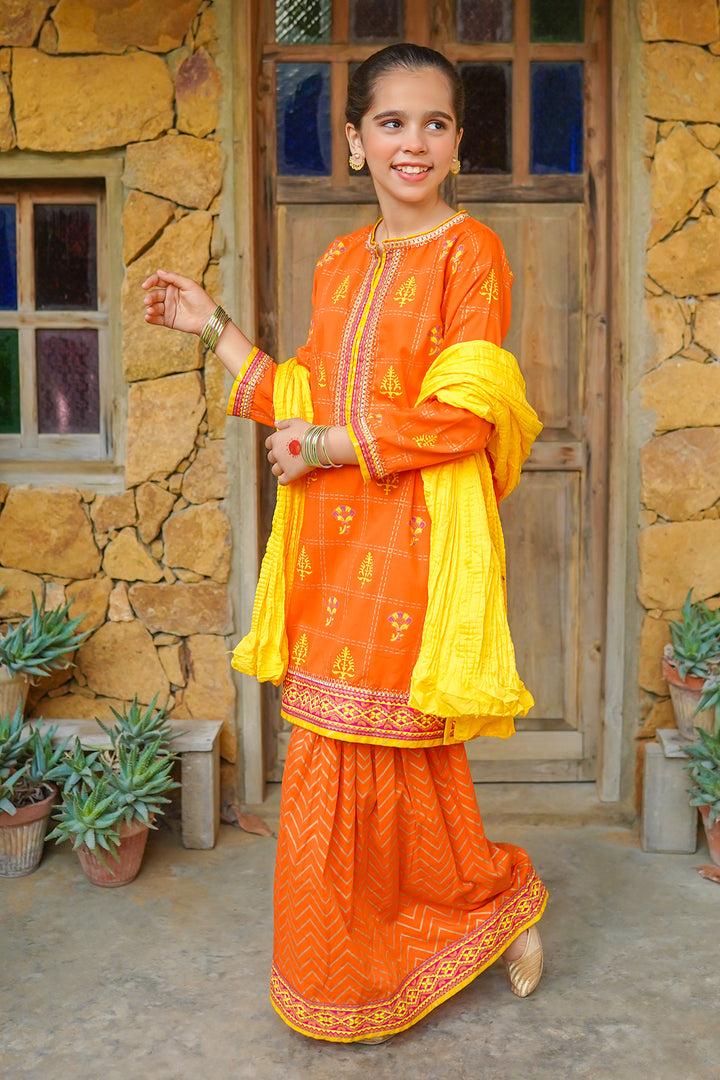 Cotton Printed 3 Pc Suit - Wear Ochre