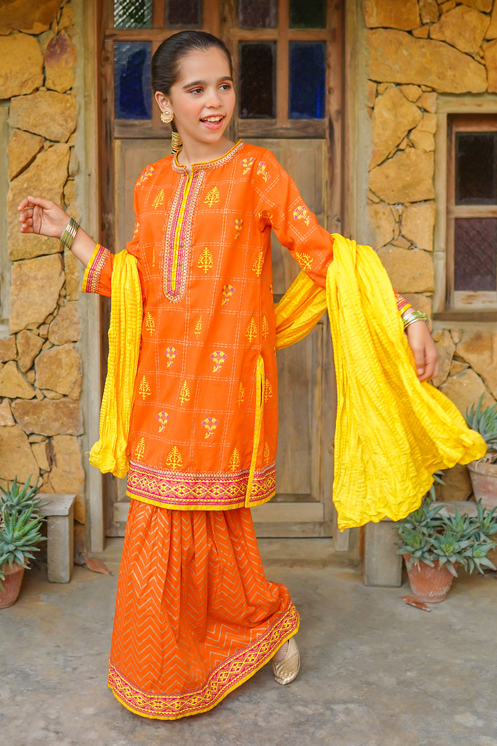 Cotton Printed 3 Pc Suit - Wear Ochre