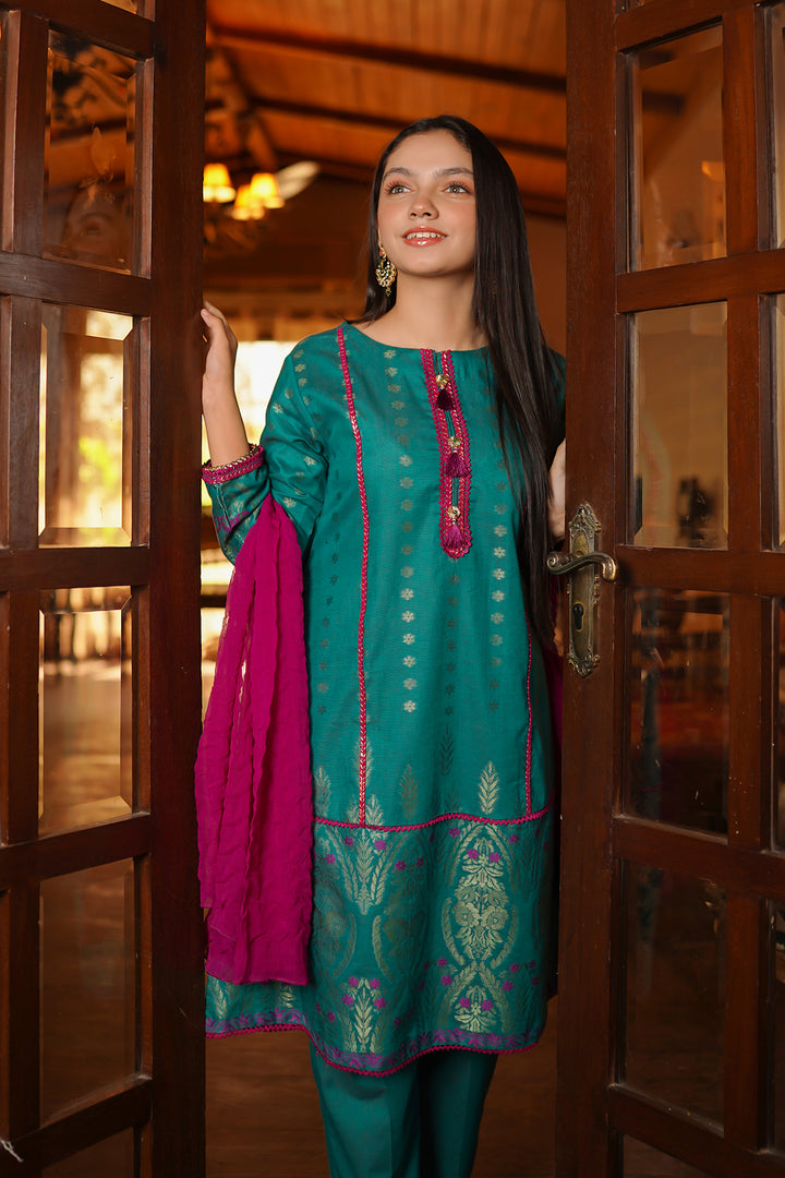 Cotton Jacquard 3 Pc Suit - Wear Ochre