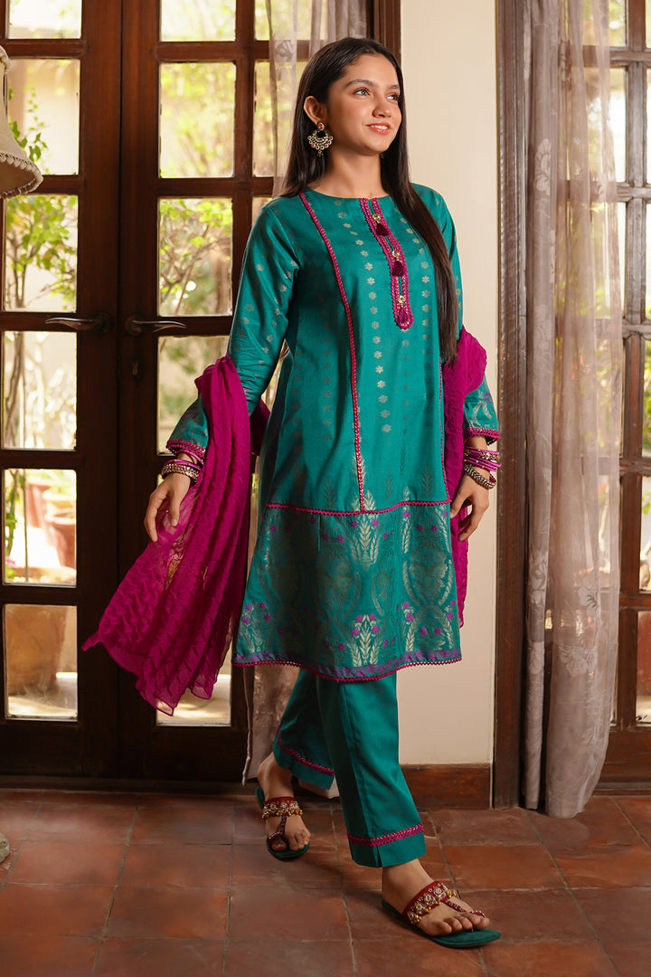 Cotton Jacquard 3 Pc Suit - Wear Ochre