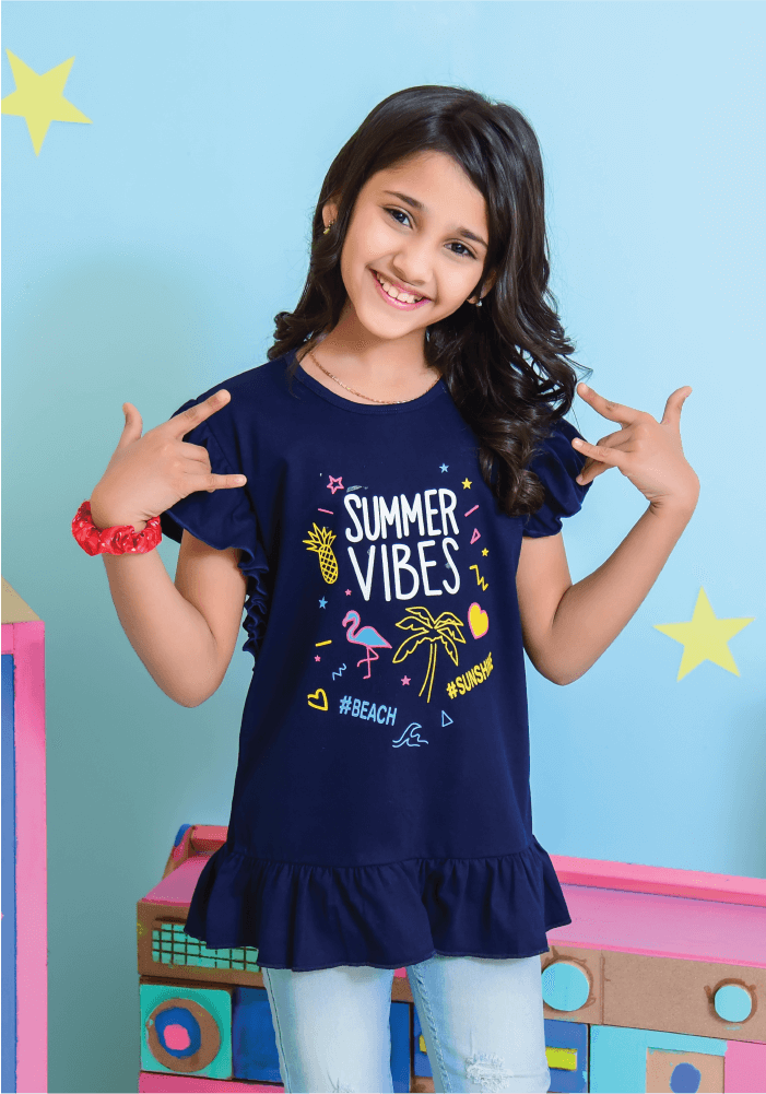 Navy Blue Girls T-Shirt - Wear Ochre