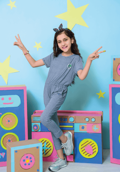 Blue Girls Jumpsuit