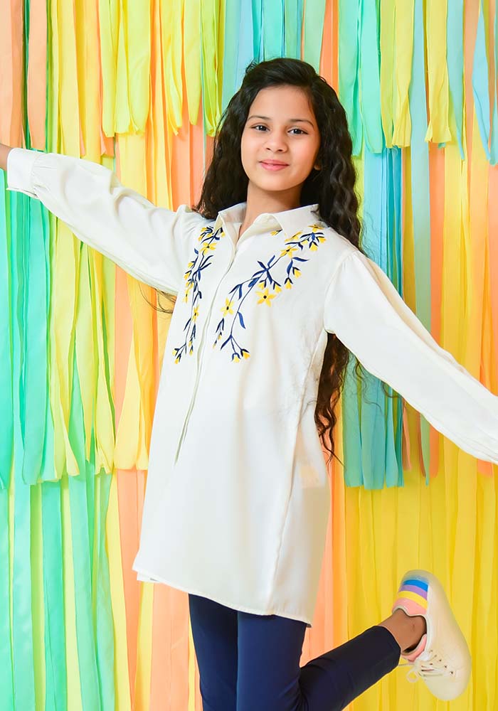 Georgette Embroidered Top - Wear Ochre