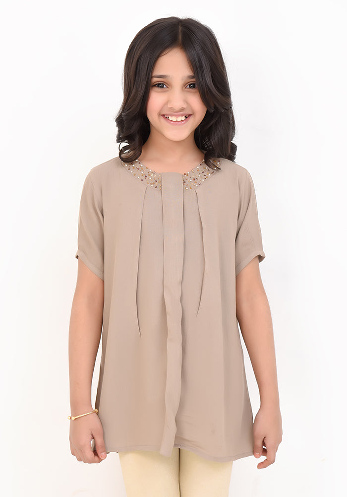 Crepe Hand Work Top - Wear Ochre