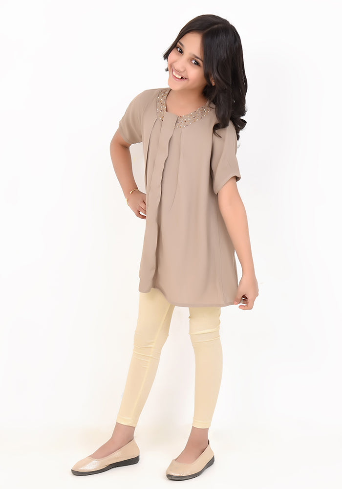 Crepe Hand Work Top - Wear Ochre