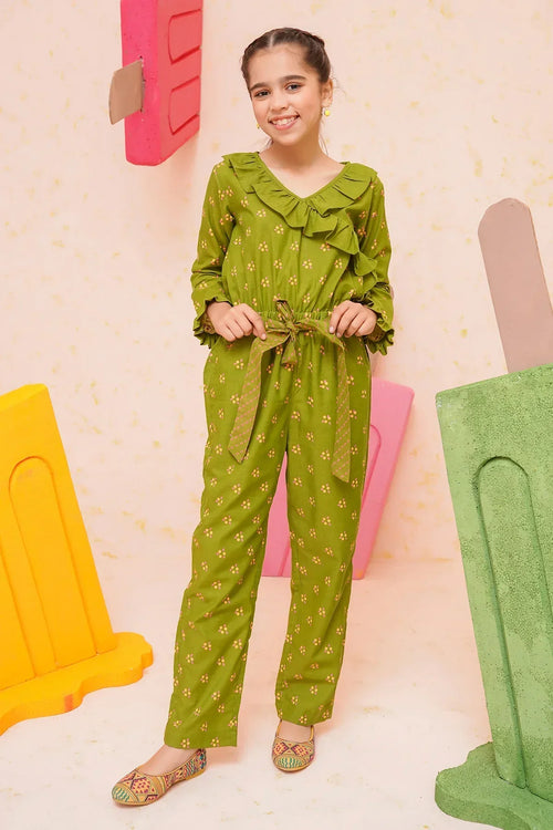 Chambray Cotton Printed Jumpsuit - Wear Ochre