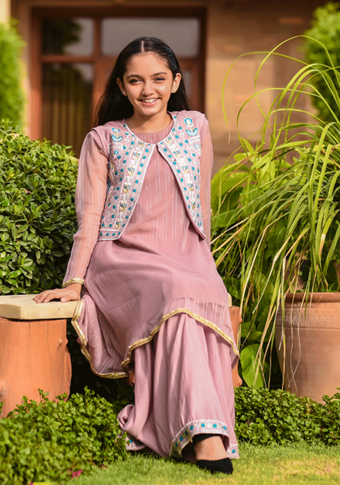 Chiffon Embroidered 3 Pc Suit - Wear Ochre