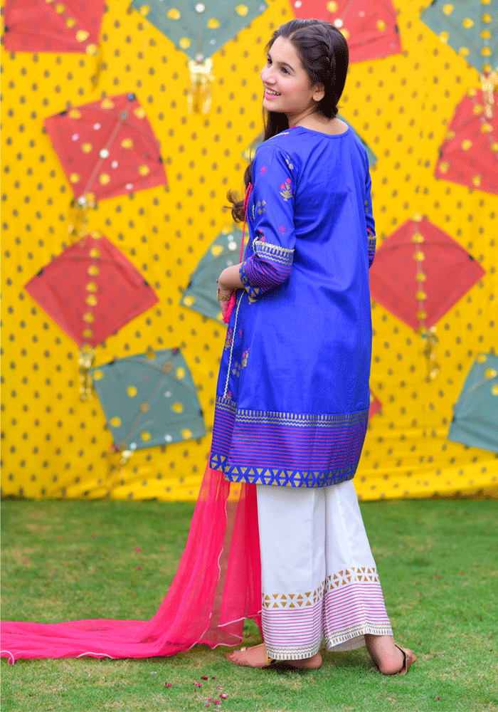Cambric Printed 3 Pc Suit - Wear Ochre