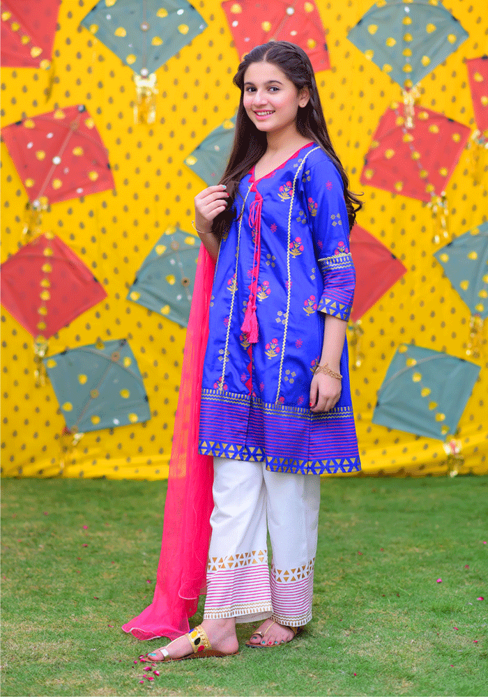 Cambric Printed 3 Pc Suit - Wear Ochre