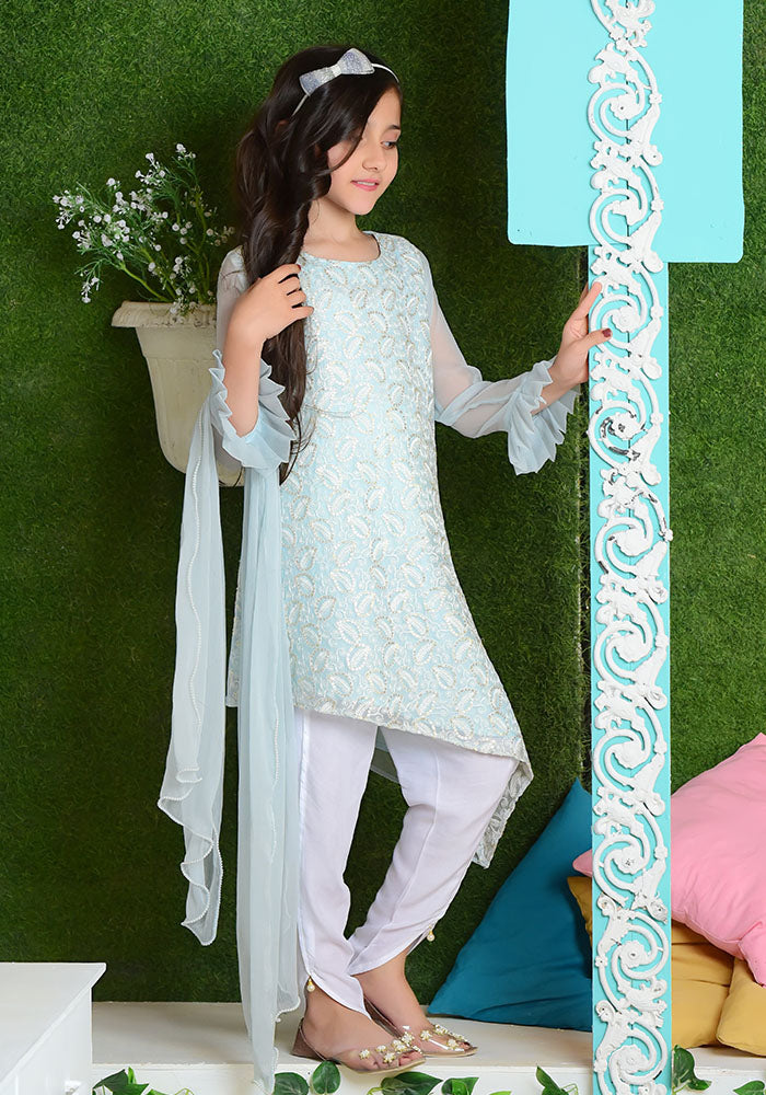 Chiffon Embroidered 3 Pc Suit - Wear Ochre