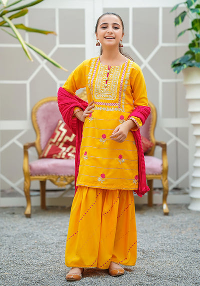 Cotton Embroidered 3 Pc Suit