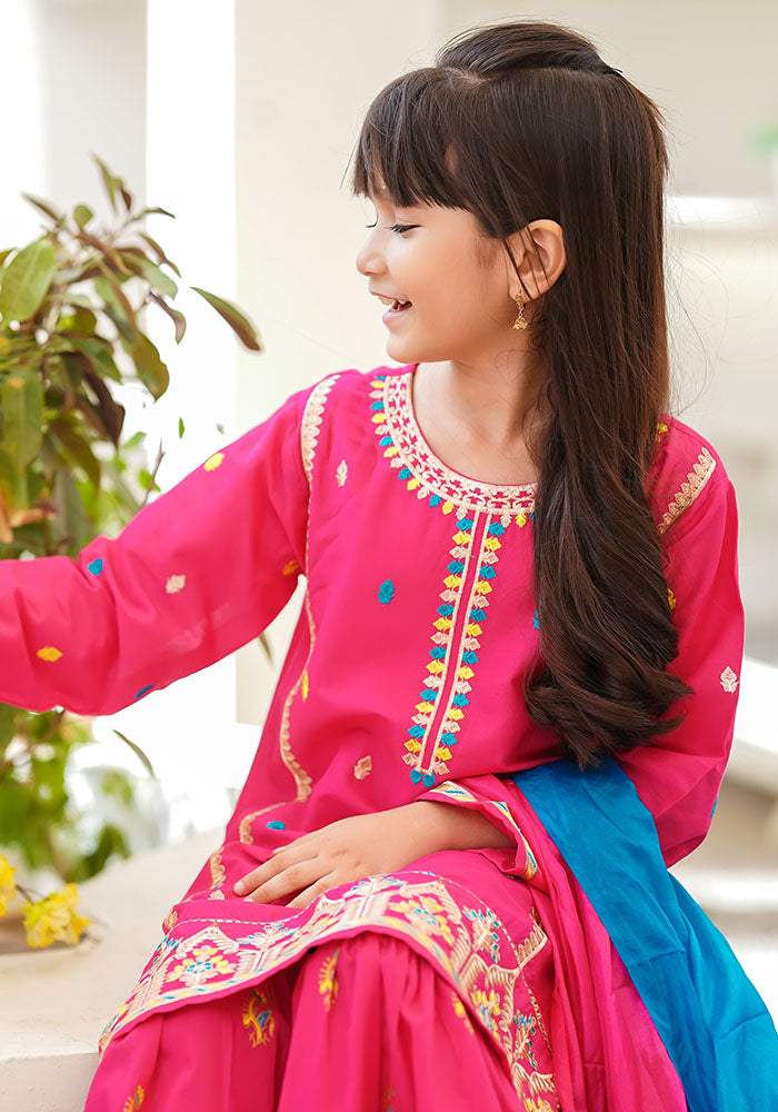 Cotton Embroidered 3 Pc Suit - Wear Ochre