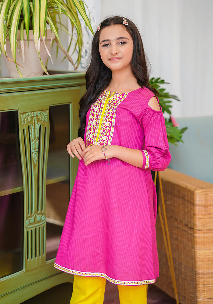 Cotton Embroidered 2 Pc Suit - Wear Ochre