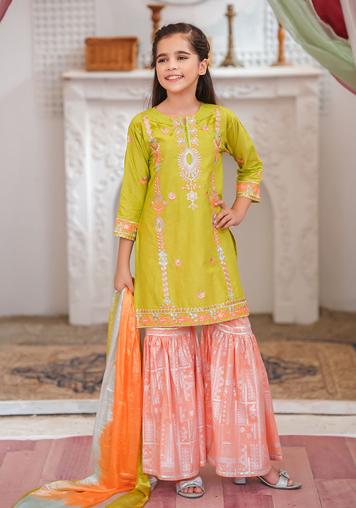 Cotton Embroidered 3 Pc Suit - Wear Ochre