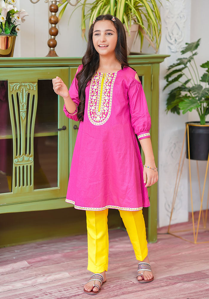 Cotton Embroidered 2 Pc Suit - Wear Ochre