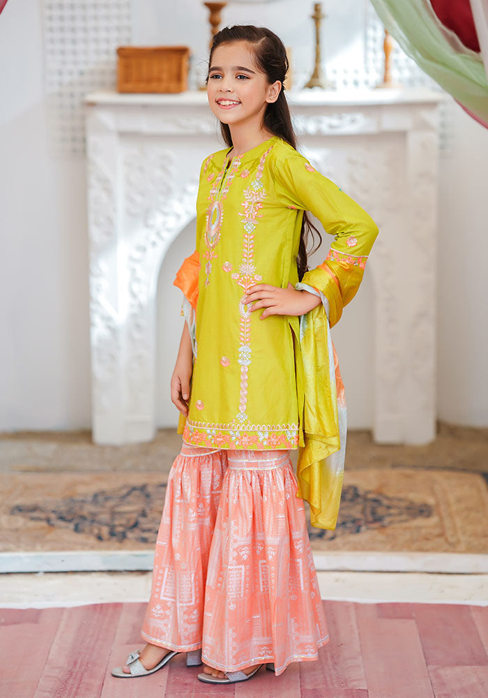 Cotton Embroidered 3 Pc Suit - Wear Ochre