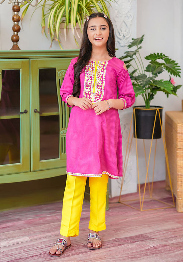 Cotton Embroidered 2 Pc Suit - Wear Ochre