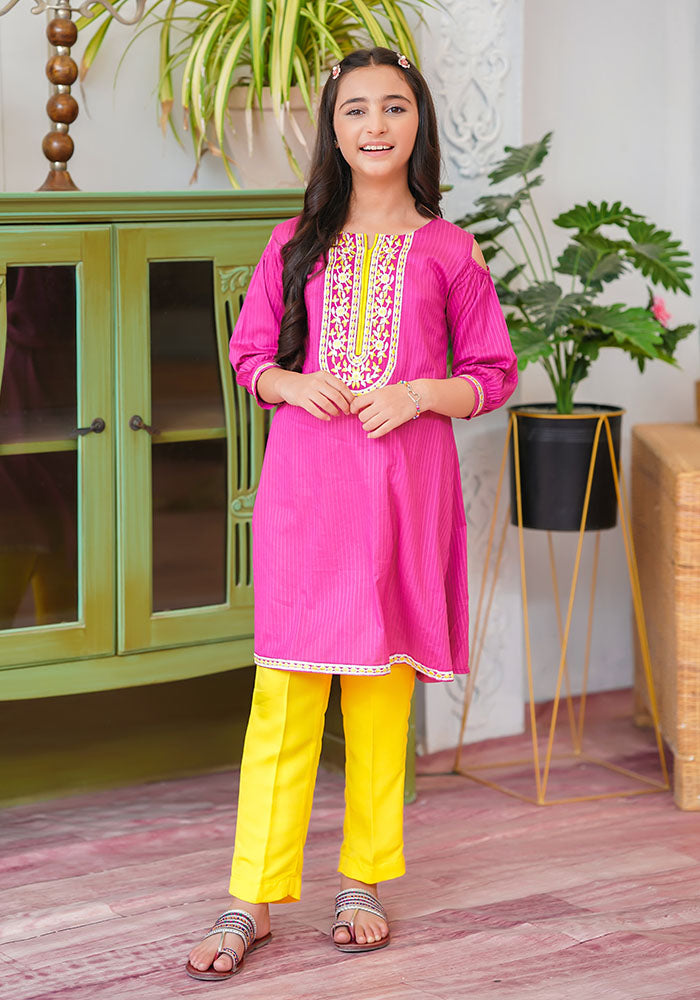 Cotton Embroidered 2 Pc Suit - Wear Ochre