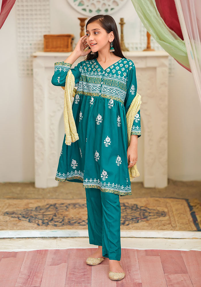 Cotton Printed 3 Pc Suit - Wear Ochre