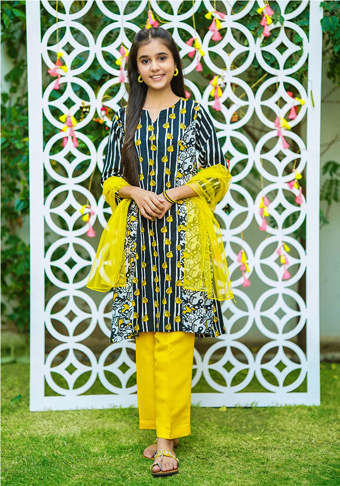 Lawn Digital Printed 3 Pc Suit - Wear Ochre