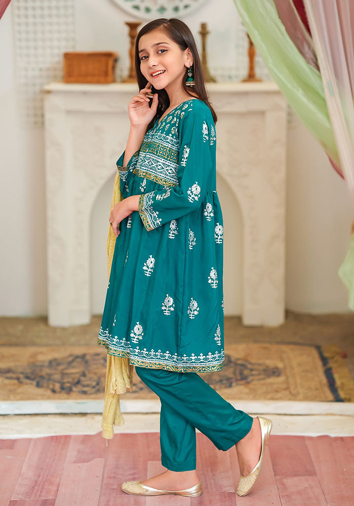 Cotton Printed 3 Pc Suit - Wear Ochre