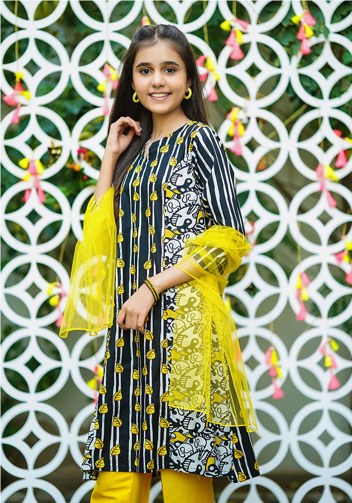 Lawn Digital Printed 3 Pc Suit - Wear Ochre