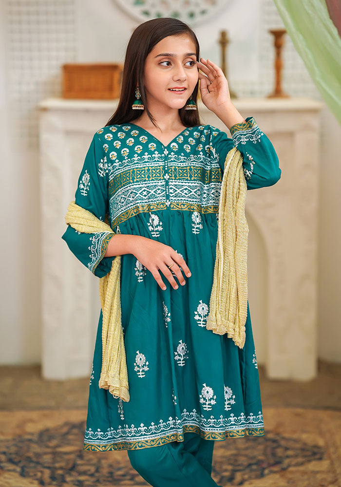 Cotton Printed 3 Pc Suit - Wear Ochre