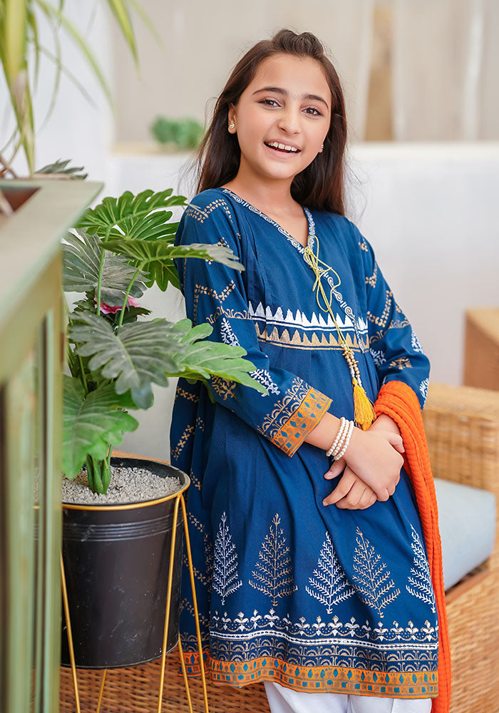 Cotton Printed 3 Pc Suit - Wear Ochre