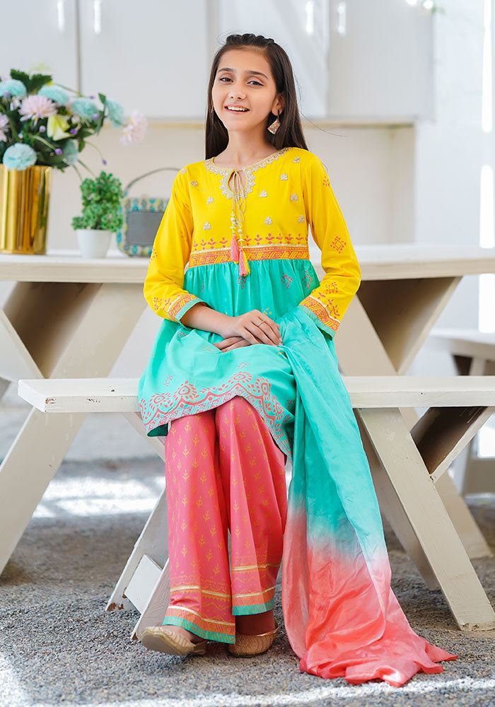 Cotton Printed 3 Pc Suit - Wear Ochre