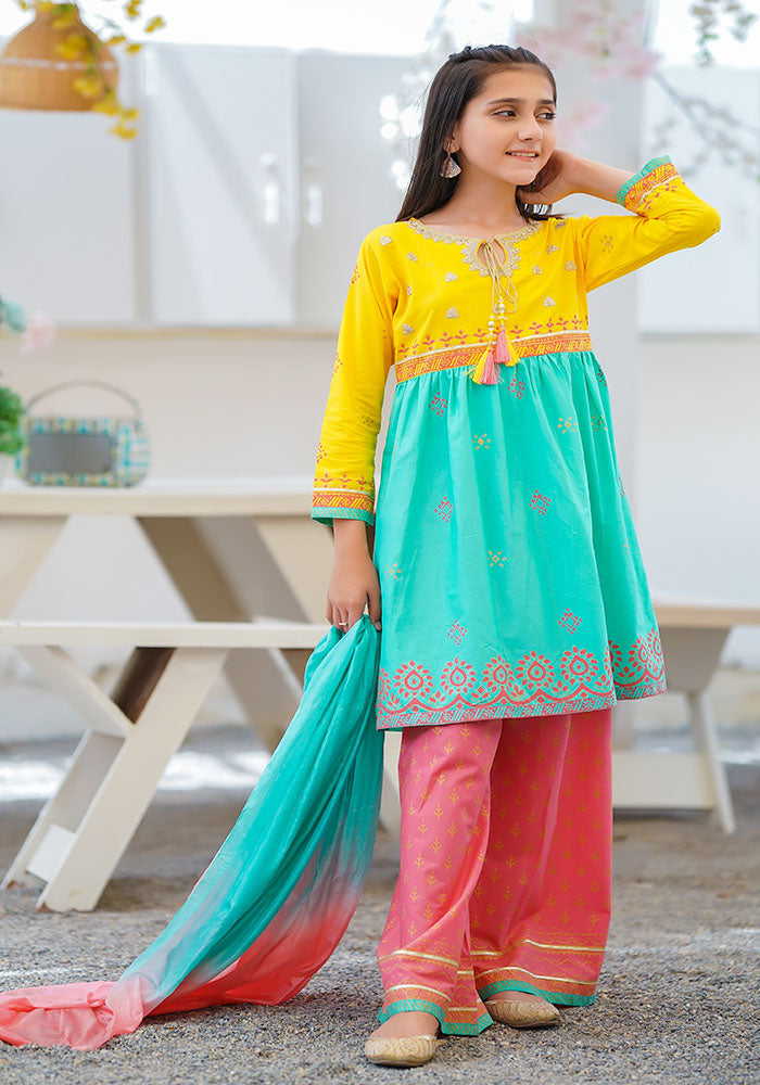 Cotton Printed 3 Pc Suit - Wear Ochre