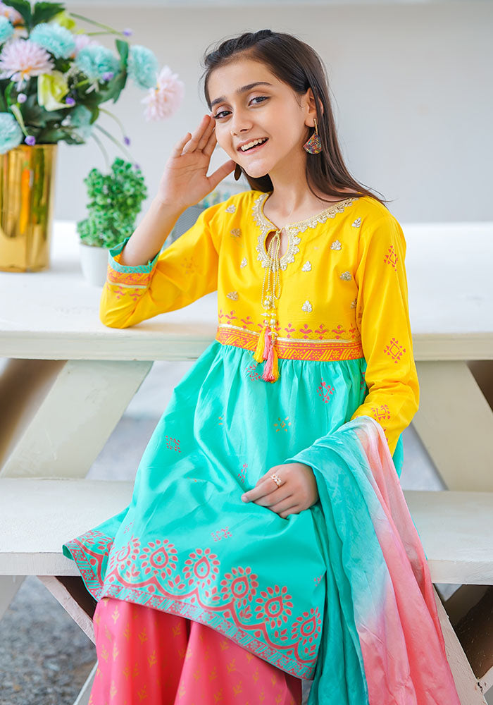 Cotton Printed 3 Pc Suit - Wear Ochre