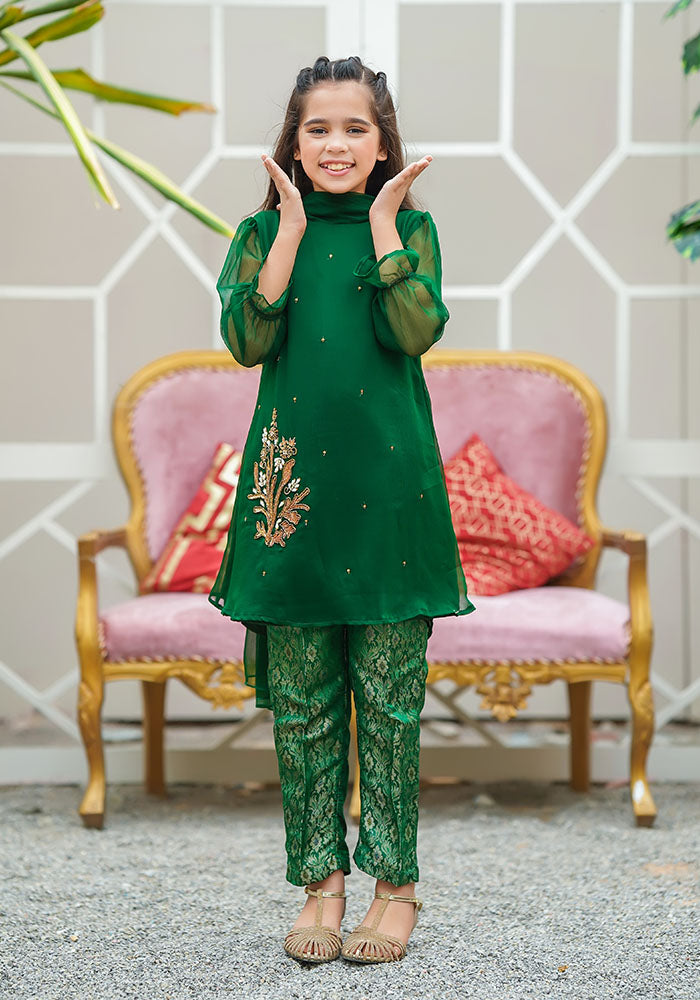 Chiffon Hand Work 3 Pc Suit - Wear Ochre