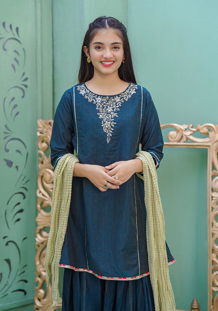 Zari Missouri Hand Adda Work 3 Pc Suit - Wear Ochre