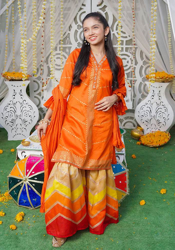 Paper Cotton Printed 3 Pc Suit - Wear Ochre