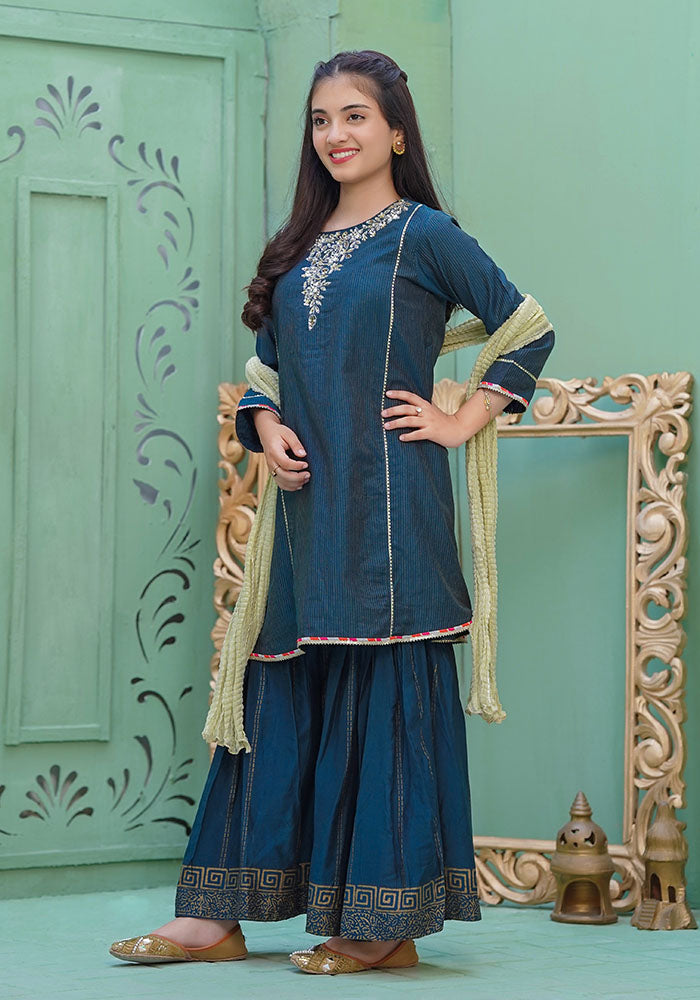 Zari Missouri Hand Adda Work 3 Pc Suit - Wear Ochre