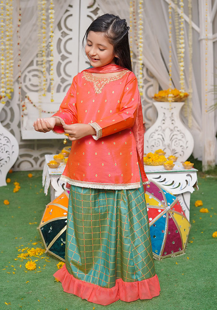 Cotton Silk Hand Adda Work 3 Pc Suit - Wear Ochre