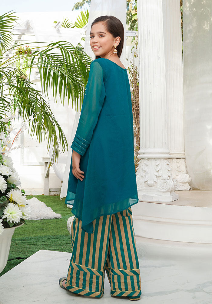 Chiffon Hand Adda Work 2 Pc Suit - Wear Ochre