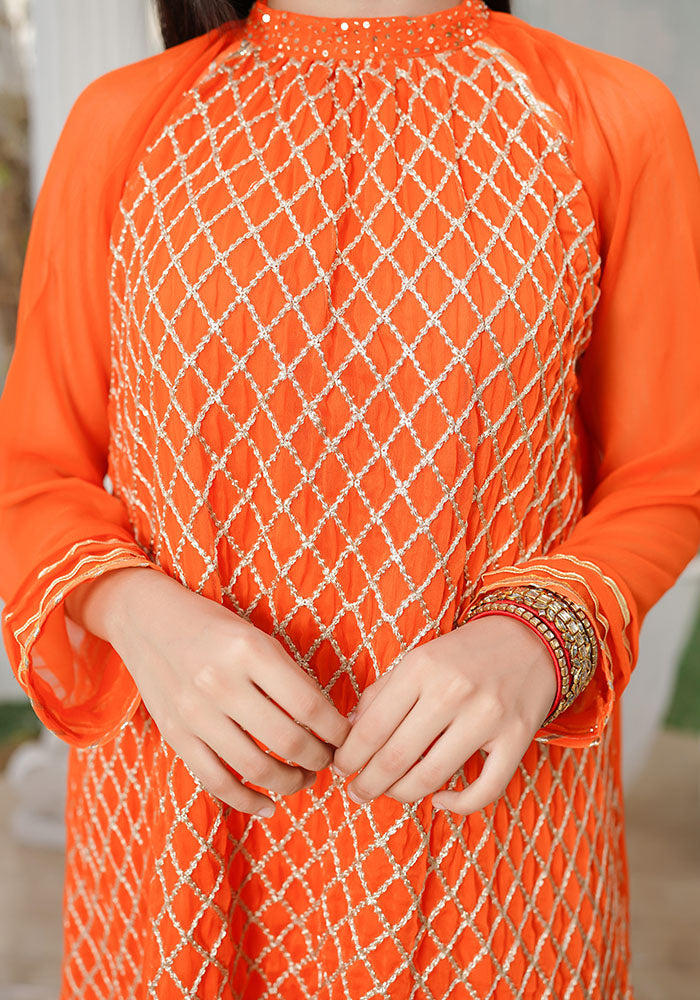 Chiffon Embroidered 3 Pc Suit - Wear Ochre