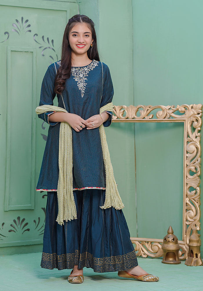 Zari Missouri Hand Adda Work 3 Pc Suit - Wear Ochre