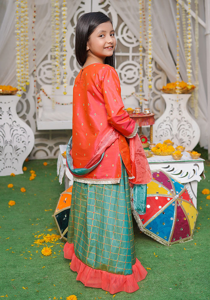 Cotton Silk Hand Adda Work 3 Pc Suit - Wear Ochre