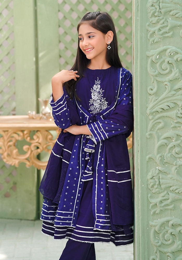 Paper Cotton Hand Adda Work 3 Pc Suit - Wear Ochre